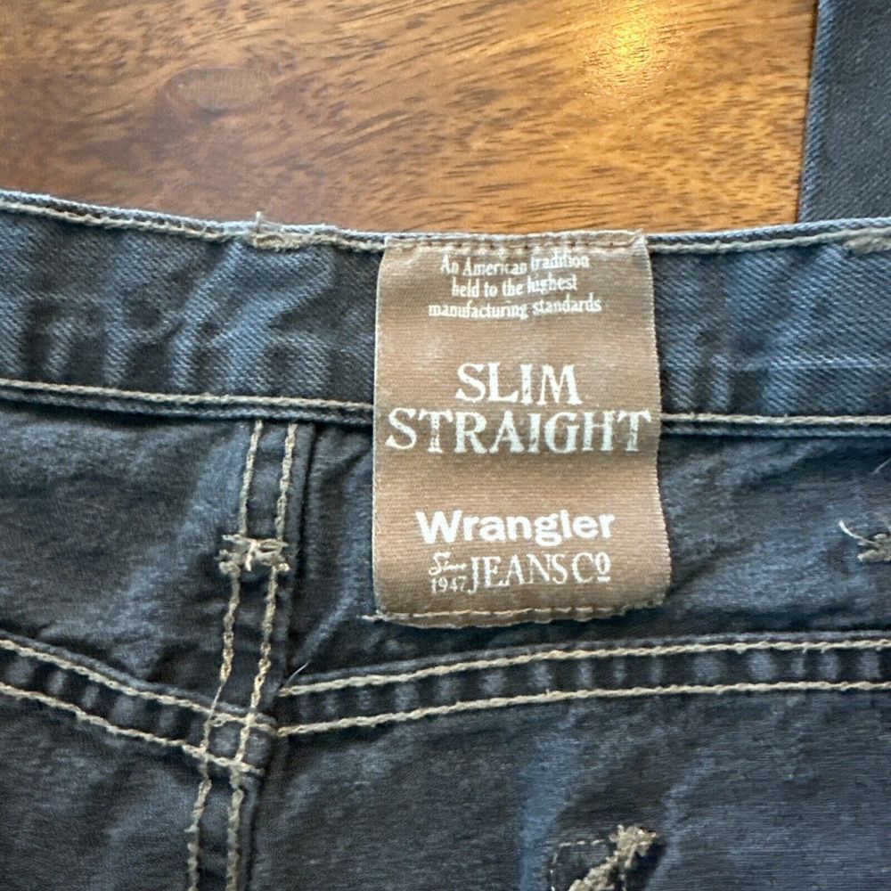 Wrangler Slim Straight Fit Light Black Denim Straight Leg Jeans Men's‎ 34x32 - Picture 10 of 11